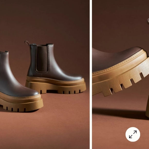 Jeffree Campbell Water Resistant Brown Rain Boots Lug Sole Sz 8 New - Picture 2 of 7